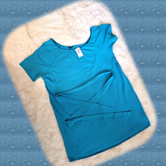 NWT 2X TORRID CALLIE OFF THE SHOULDER TERRY T-SHIRT BLUE MINI DRESS - Picture 3 of 4